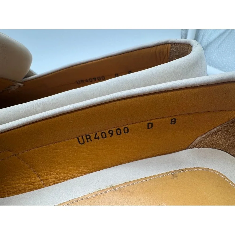 Salvatore Ferragamo Sport Mens Cream Leather Boat Shoes Loafers UR40900 Size 8 D